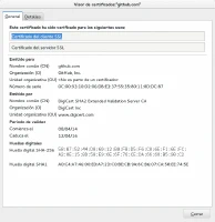 Datos de certificado de GitHub