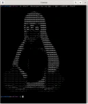 Logotipo de Linux convertido a arte de caracteres ASCII con jp2a
