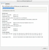Datos de certificado de GitHub