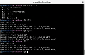 Historial de comandos Historial de comandos