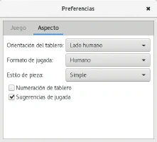 Preferencias de aspecto de ajedrez de GNOME