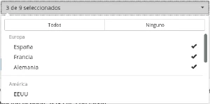 Multiselect con opciones Todos y Ninguno