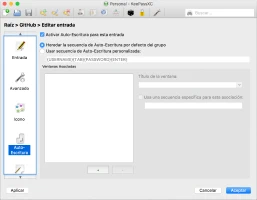 Configuración de autoescritura Configuración de autoescritura