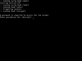 Solicitud de contraseña para descifrar partición root