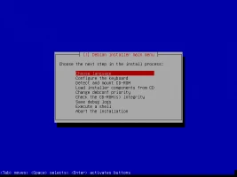 Instalador de Debian en modo texto