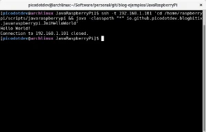 Mensaje en la terminal emitido desde código nativo (ARM)