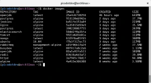 Imágenes de Docker con su tamaño. Ver imágenes openjdk, Ubuntu y Alpine. Linux