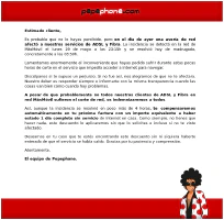 Correo informativo incidencia Pepephone