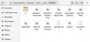 Archivos de la documentación Javadoc