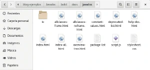 Archivos de la documentación Javadoc Archivos de la documentación Javadoc