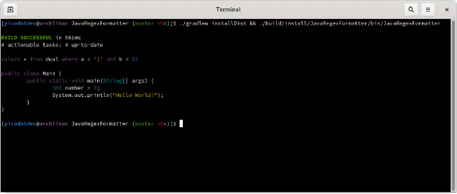 Formateado de sentencia SQL y código Java