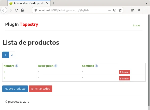 Listado de elementos