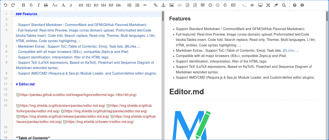 Librería editor de markdown JavaScript y procesador de markdown para generar HTML con Java
