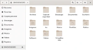 Directorios de usuario en disco USB externo