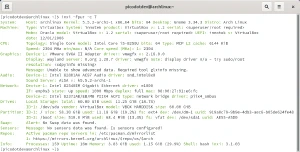 Información del sistema proporcionada por inxi