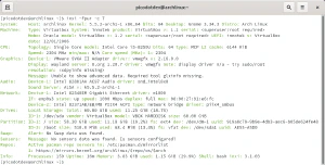 Información del sistema proporcionada por inxi Información del sistema proporcionada por inxi
