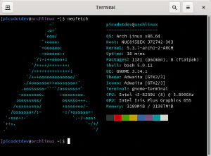 Información del sistema proporcionada por neofetch Información del sistema proporcionada por neofetch
