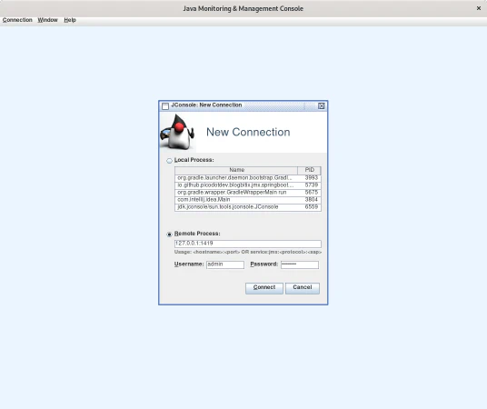 Acceso remoto a la herramienta de monitorización e instrumentalización JConsole Acceso remoto a la herramienta de monitorización e instrumentalización JConsole