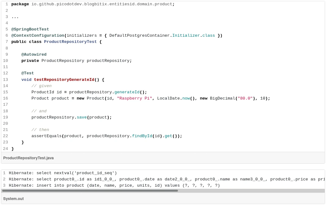 Generar en el dominio los identificativos de las entidades aplicando DDD antes de persistirlas en la base de datos