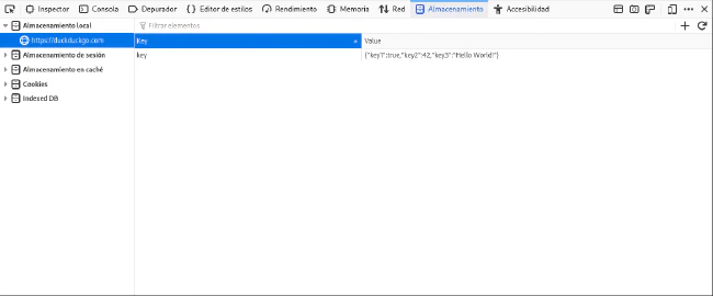 Datos almacenados con LocalStorage