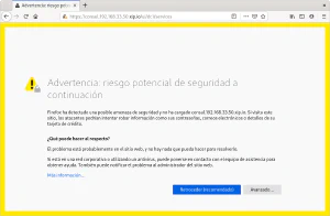 Advertencia con certificado no de confianza en Firefox