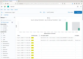 Búsqueda en Kibana de trazas del contenedor Docker de Nginx