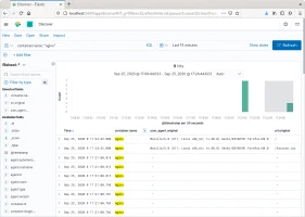 Búsqueda en Kibana de trazas del contenedor Docker de Nginx