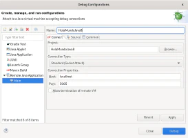 Configuración de depuración remota