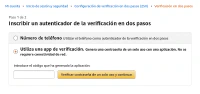 Activación de 2FA en una cuenta de Amazon