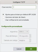 Código TOTP generador por KeePassXC