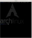 Logotipo de Arch Linux convertido a arte de caracteres ASCII con jp2a