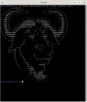 Logotipo de GNU convertido a arte de caracteres ASCII con jp2a