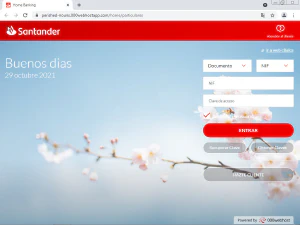 Página web de phishing que suplanta la identidad del inicio de sesión en la banca online