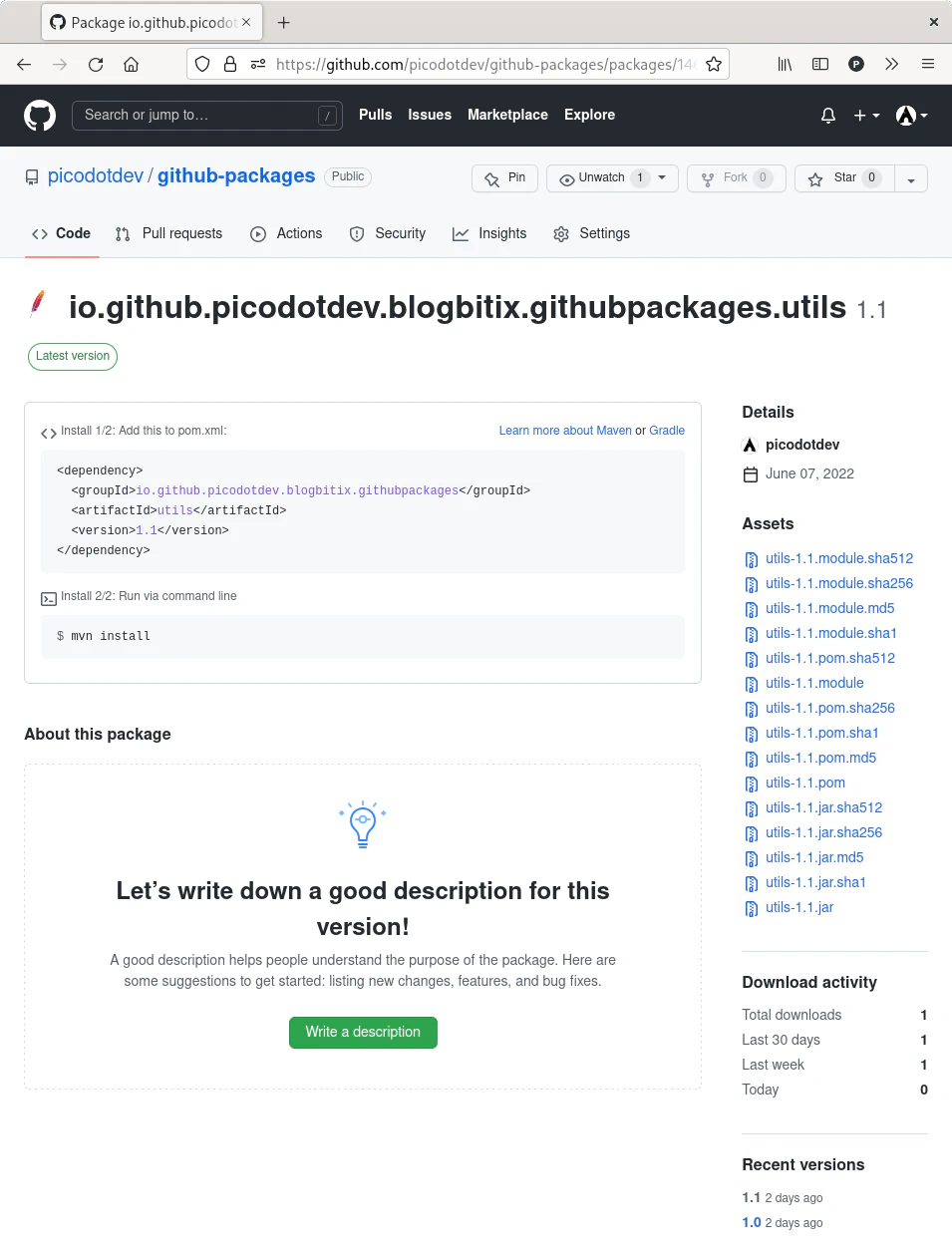 Publicar y utilizar una dependencia de Java en un repositorio de Git con GitHub Packages
