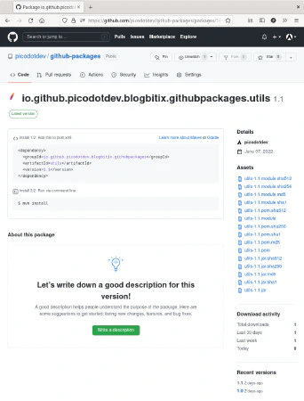 Artefacto de Maven publicado un repositorio con GitHub Packages Artefacto de Maven publicado un repositorio con GitHub Packages