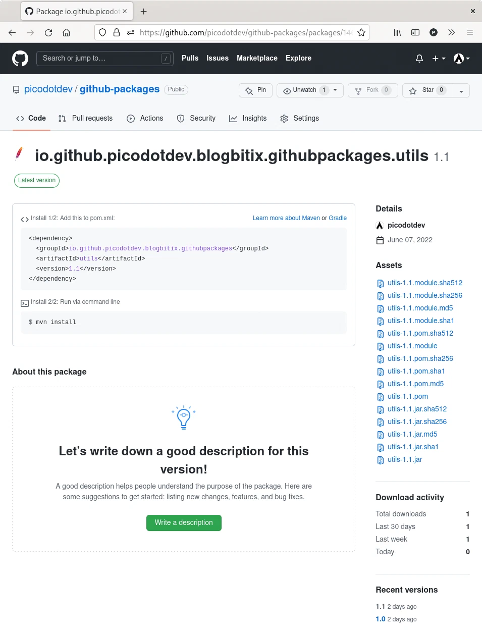Publicar y utilizar una dependencia de Java en un repositorio de Git con GitHub Packages