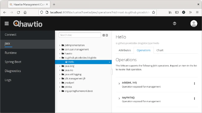 Consola de Hawtio como un actuator en aplicación de Spring Boot