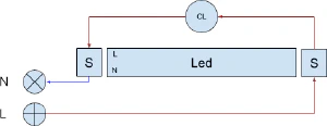 Diagrama tubo led sin balastro, mismo circuito con cebador led Diagrama tubo led sin balastro, mismo circuito con cebador led
