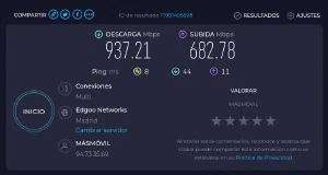 Velocidad fibra Pepephone 1 Gbps por cable
